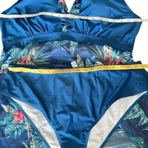 4X Women’s 2 piece tankini set in a beautiful blue flyway sheer - NEW NO BRAND - Picture 7 of 11